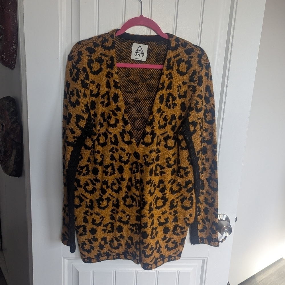 UNIF Leopard Print Cardigan - Black and Brown